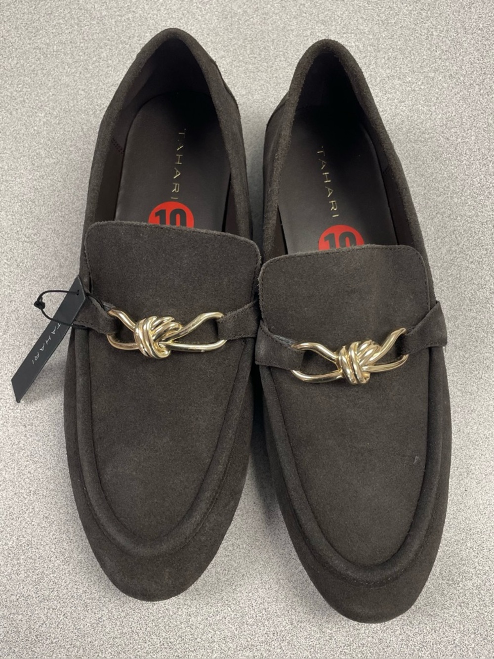 Tahari Dark Brown Loafers with Gold Accent
